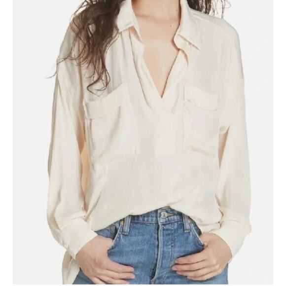 Free People Tops - Free People Size XS Runs BIG Starry Dreams Pullover Blouse Ivory Oversized